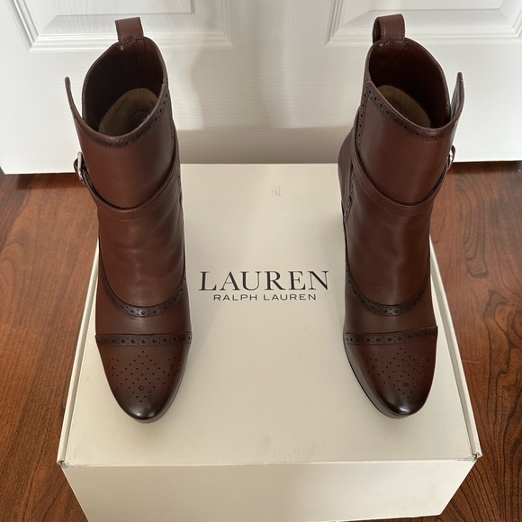 Ralph Lauren Brown Leather Booties; Size 7.5 - Picture 2 of 12
